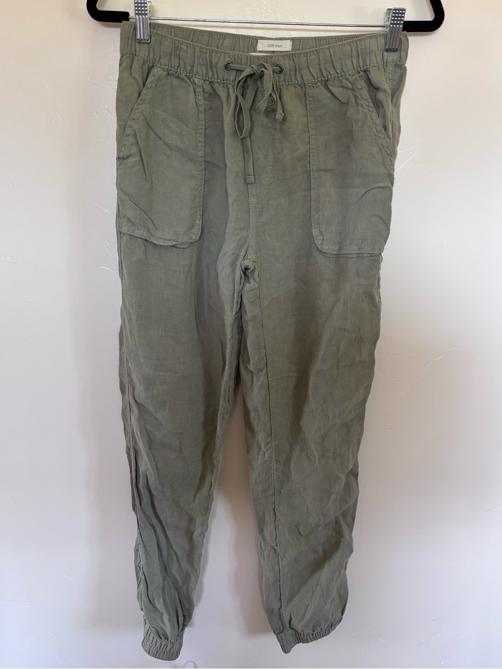 C&C California 100% Linen Jogger Pants Sage Green Small | A1